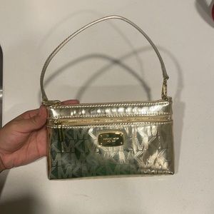 Michael Kors Gold Metallic Wristlet Bag